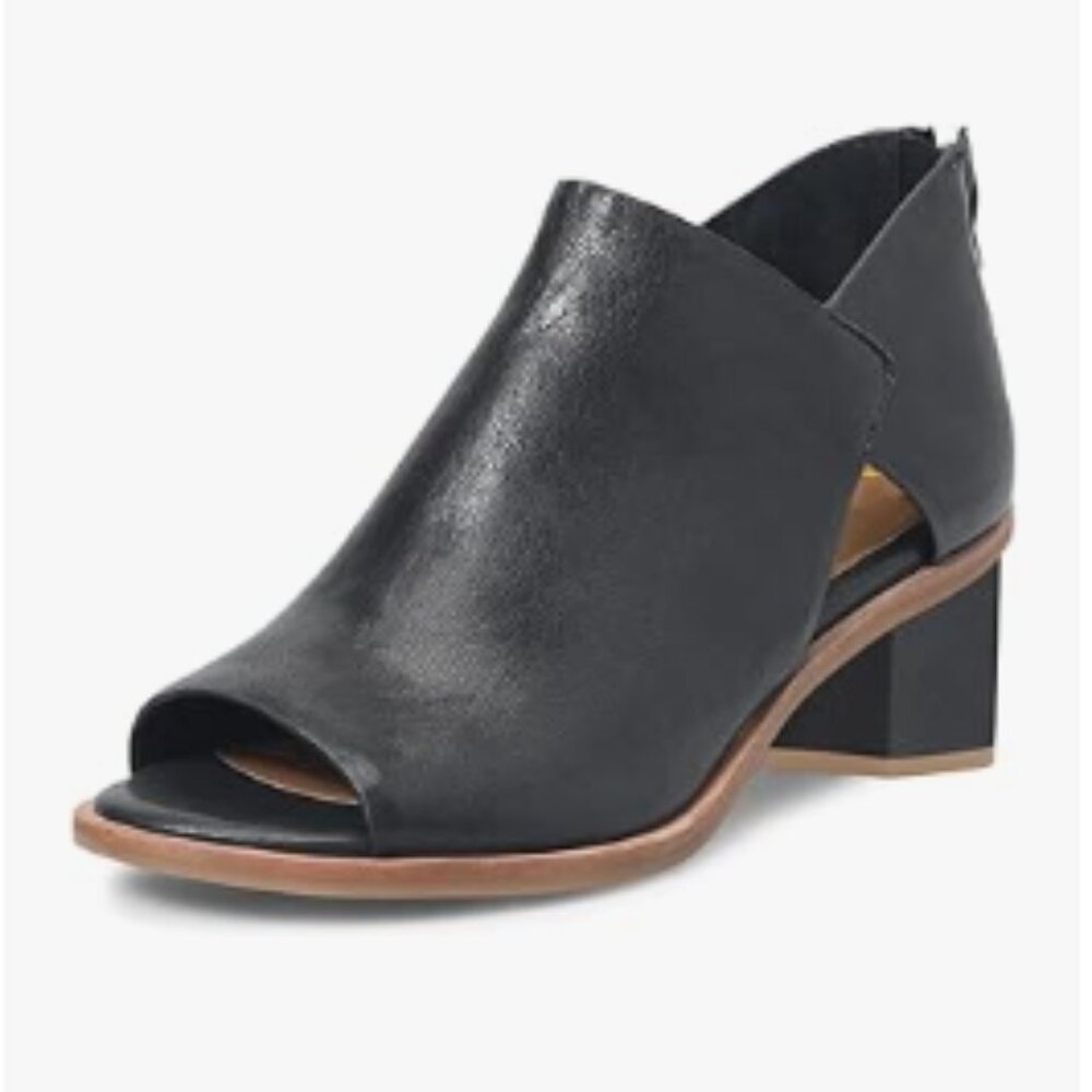 YDN Black Peep Toe Low Chunky Block Heels Back Zipper Sandal Ankle Boots